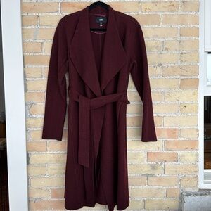 Line Burgundy Wrap Wool Coat